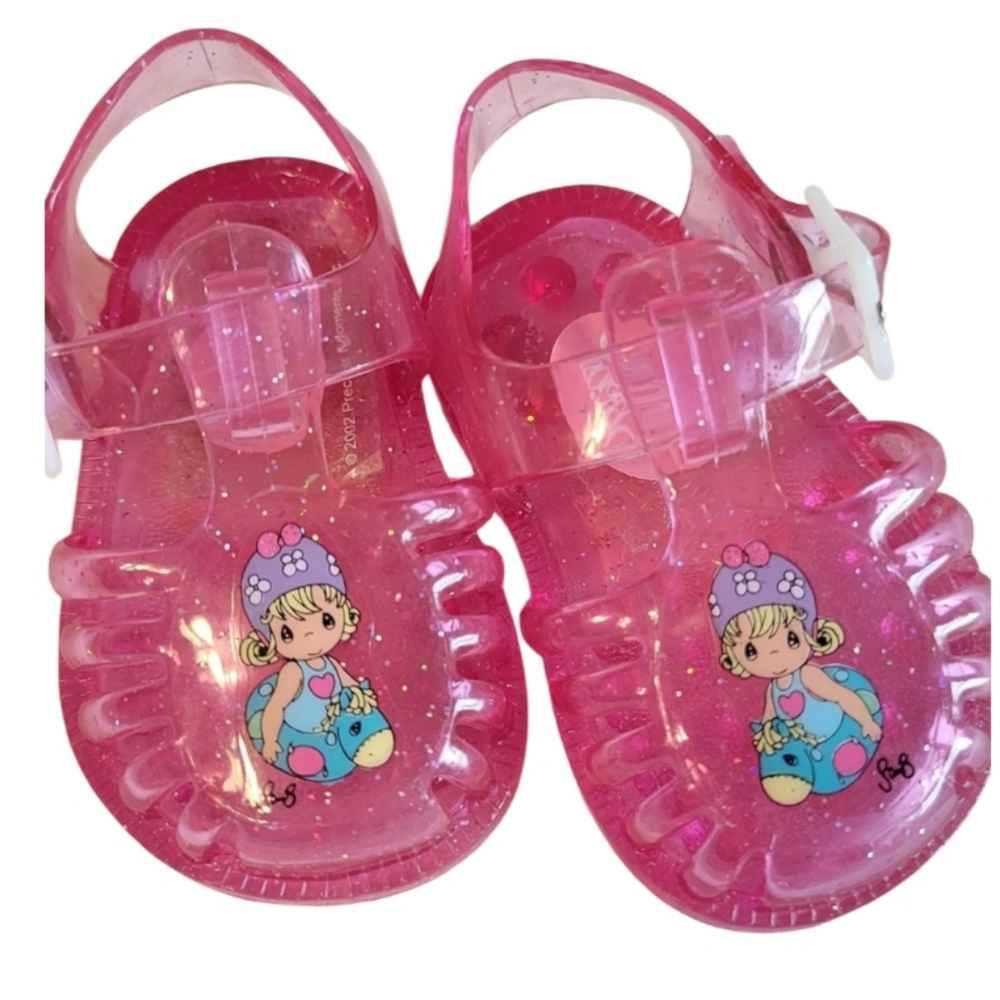 Vintage 2002 Precious Moments Infant Jelly Sandals Size 1 Pink Sparkle